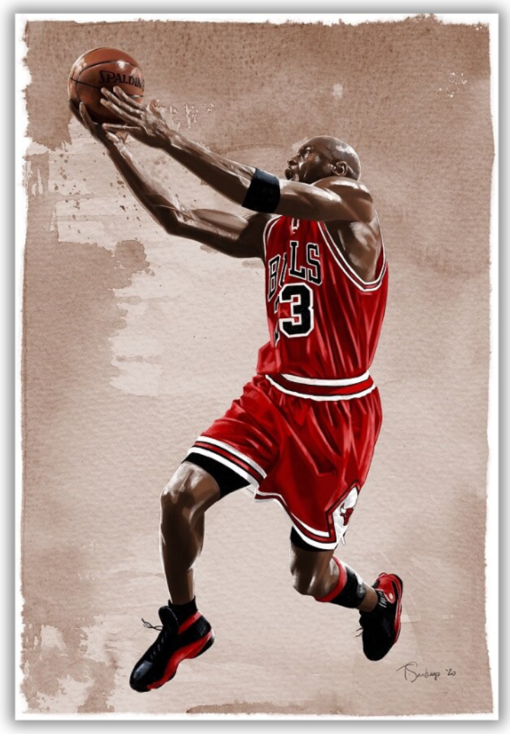 Michael Jordan Autographed By Illustrator Tony Santiago 13x19 - Kbk Sports