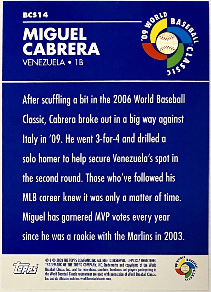 Sold at Auction: 2006 Miguel Cabrera World Baseball Classic