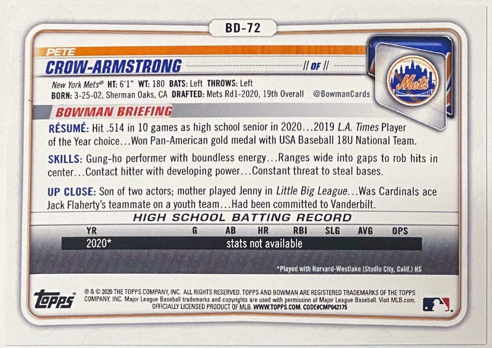 Pete Crow-Armstrong 2023 Panini Donruss Baseball Chicago Cubs Rookie ...