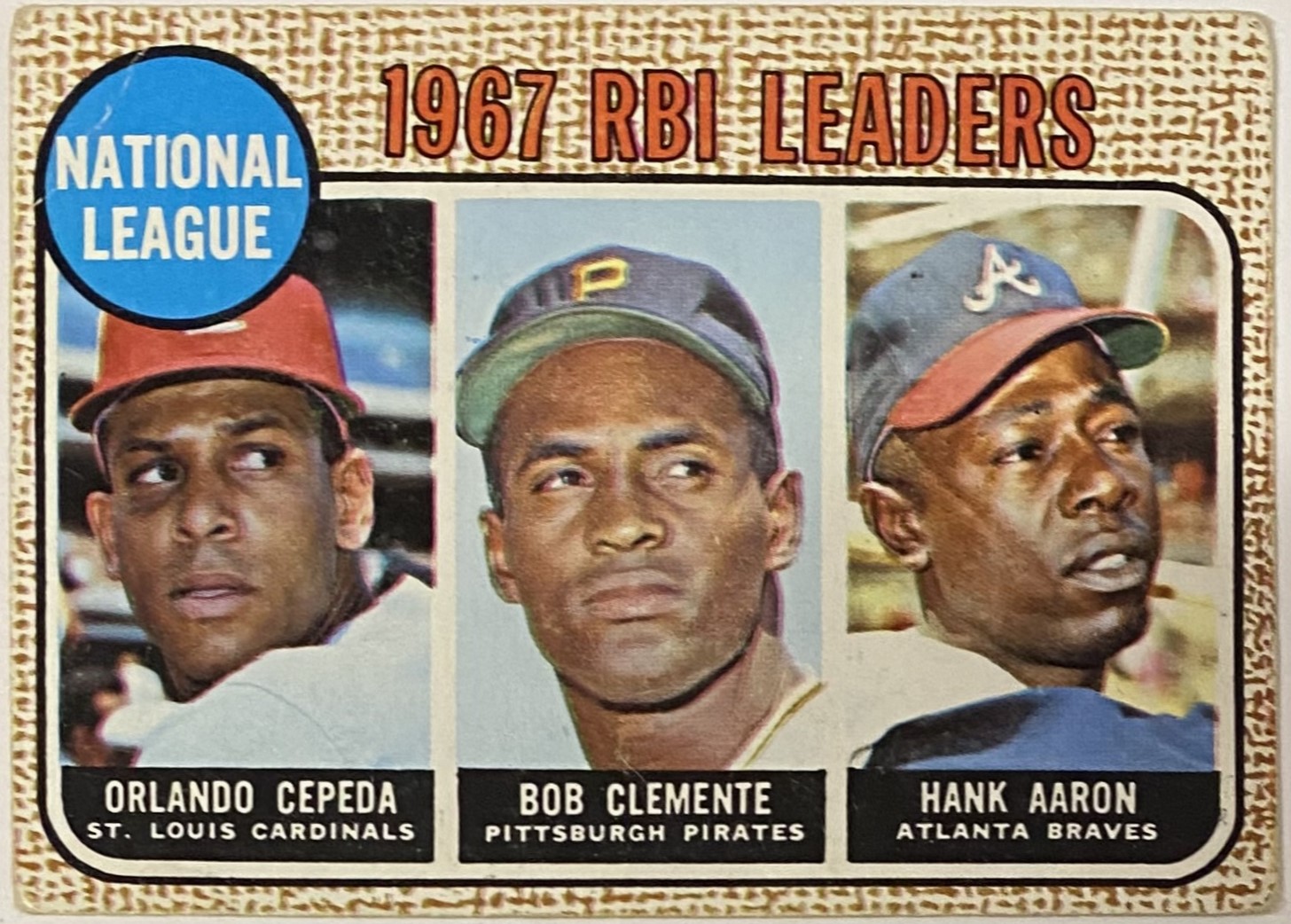 Hank Aaron, Roberto Clemente & Orlando Cepeda 1968 Topps Baseball