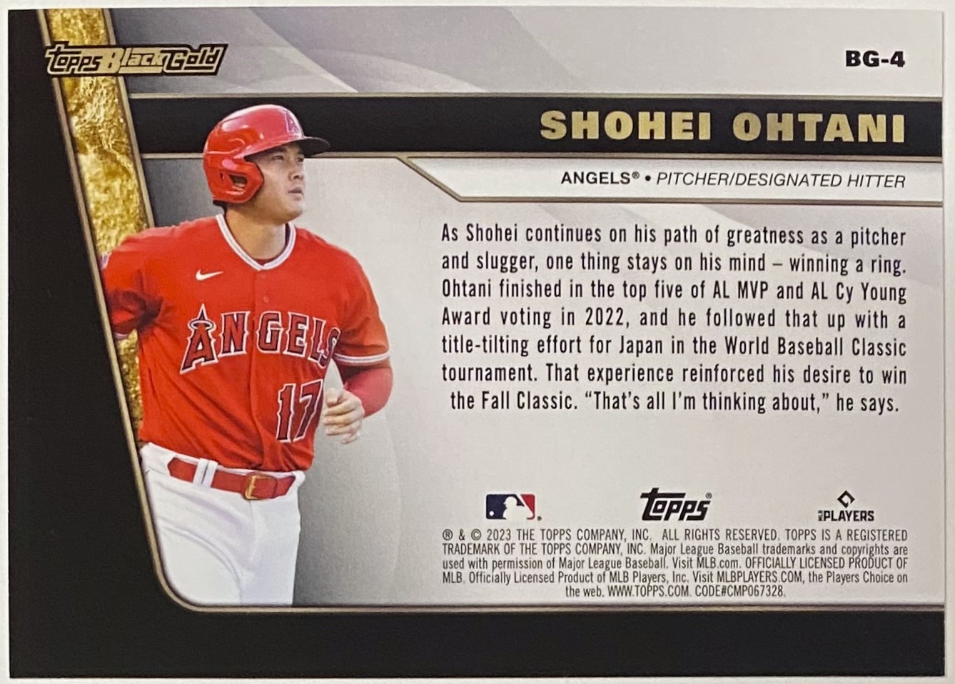 Shohei Ohtani 2023 Topps Update Series Los Angeles Angels Baseball Black  Gold Card - KBK Sports