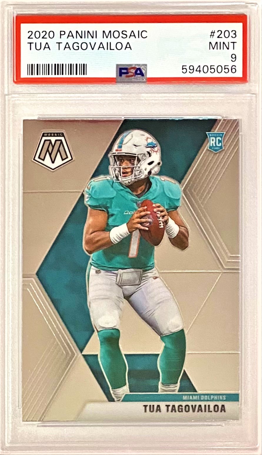 Tua Tagovailoa 2020 Panini Mosaic Football Miami Dolphins Graded Rookie Card Grade 9 Psa Kbk 