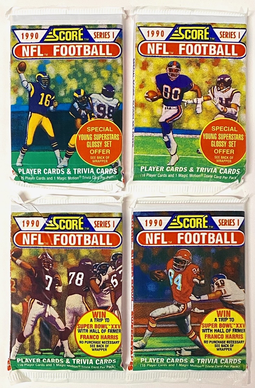 score-1990-football-card-4-wax-pack-bundle-16-cards-1-magic-motion